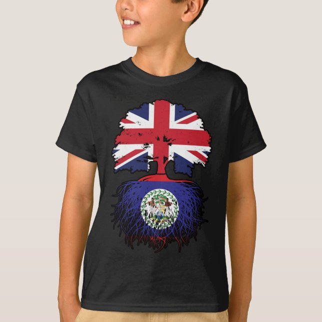 Belize Belizean British UK Tree Roots Flag T-Shirt (Vorderseite)