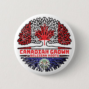 Belize Belizean Canadian Canada Treots Roots Flag Button