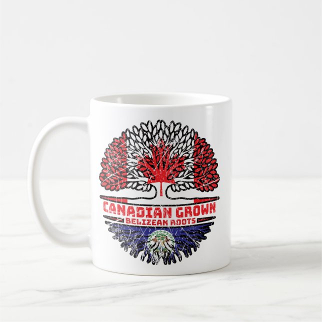 Belize Belizean Canadian Canada Treots Roots Flag Kaffeetasse (Links)