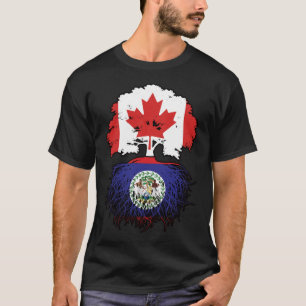 Belize Belizean Canadian Canada Treots Roots Flag T-Shirt