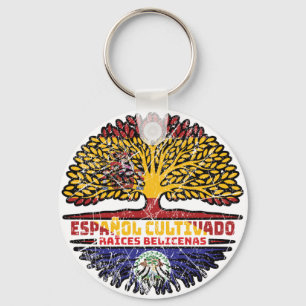 Belize Belizean Spain Spanish Tree Roots Flag Schlüsselanhänger