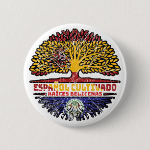 Belize Belizeaner Spanien Spanisch Baumwurzeln Fla Button