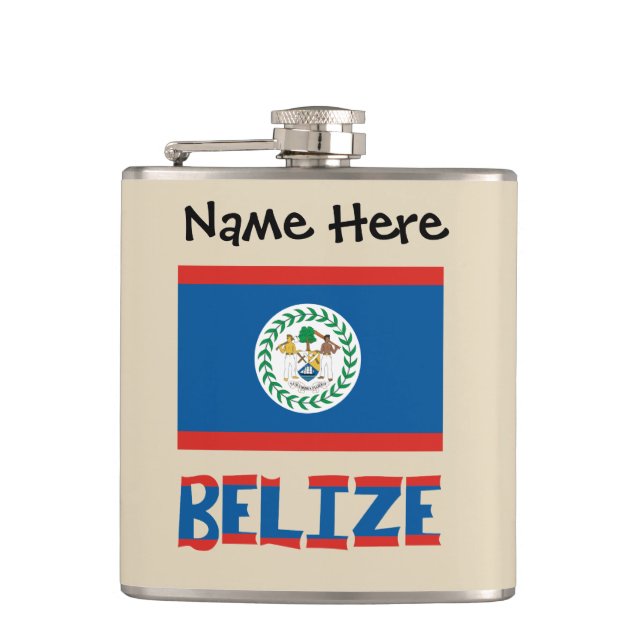 Belize Belizer Flagge Personalisiert Flachmann (Vorderseite)