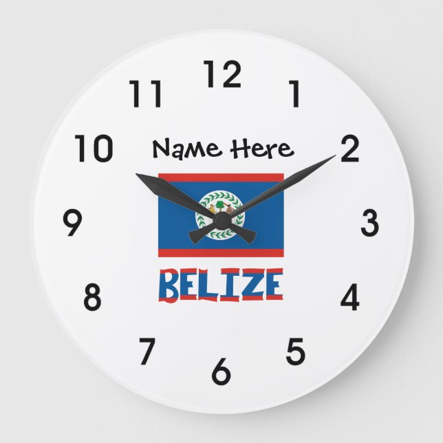 Belize Belizer Flagge Personalisiert Große Wanduhr (Vorderseite)