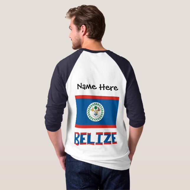 Belize Belizer Flagge Personalisiert T-Shirt (Schwarz voll)