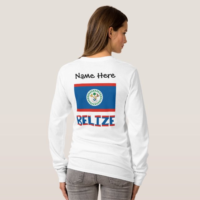Belize Belizer Flagge Personalisiert T-Shirt (Schwarz voll)