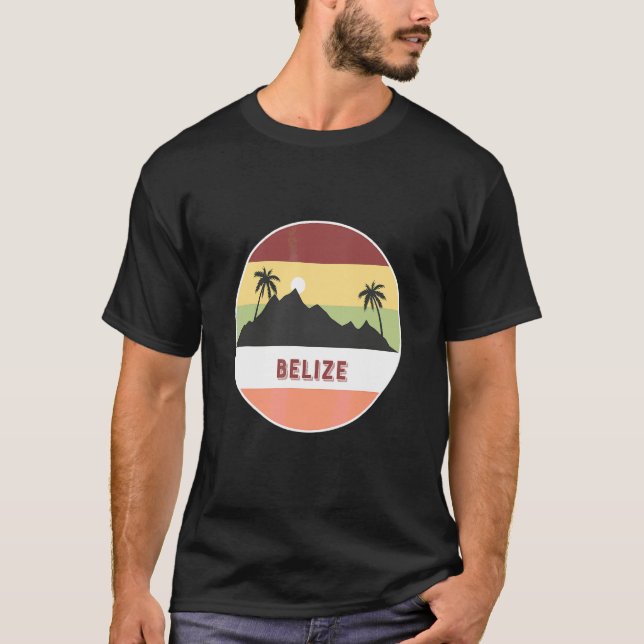 Belize Berg Und Palmen T-Shirt (Vorderseite)