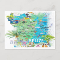 Belize Caribbean Illustriert Travel Map mit Straße