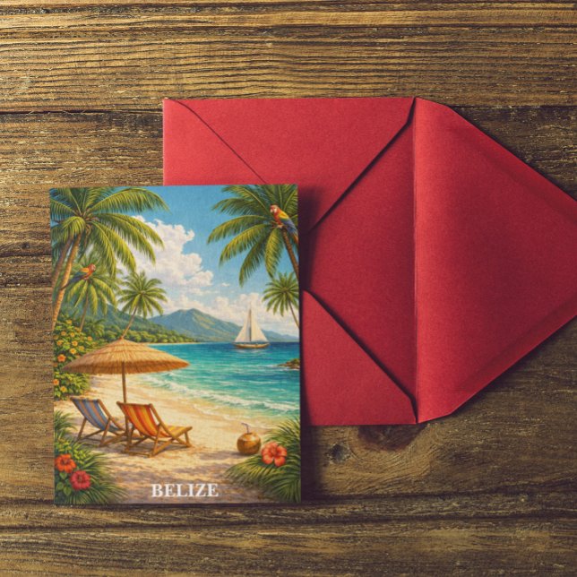 Belize Caribbean Tropical Vintage Travel Postkarte (Belize Caribbean Tropical Vintage Travel Postcard)