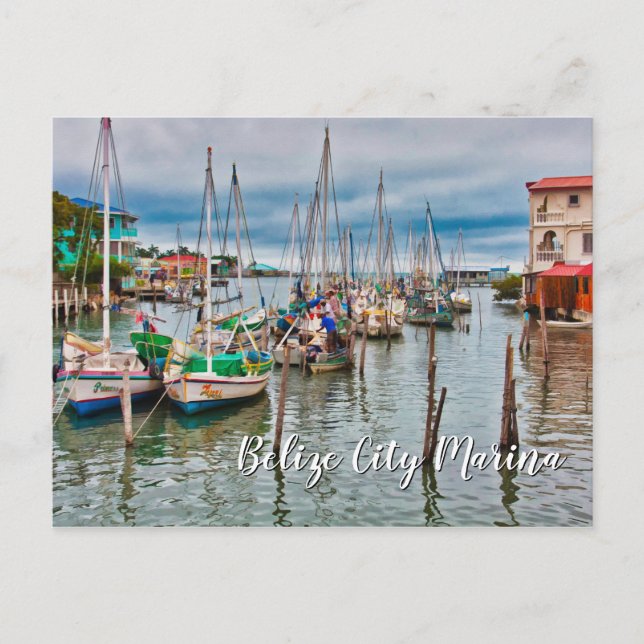 Belize City Hafen und Marina Postcard Postkarte (Vorderseite)