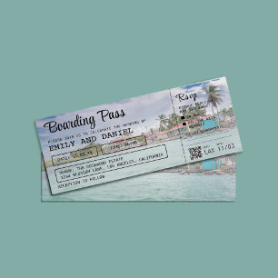 Belize Destination Boarding Pass Wedding Einladung