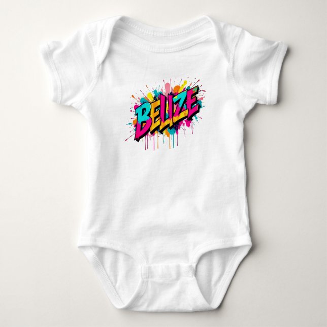 Belize farbigen Graffiti-Kleidung Outfit Kind Baby Strampler (Vorderseite)