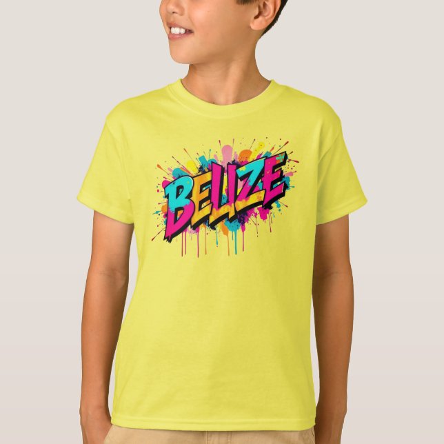 Belize farbigen Graffiti-Kleidung Outfit Kind T-Shirt (Vorderseite)