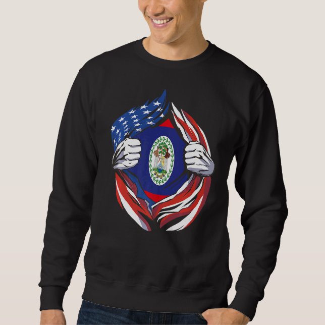 Belize Flag American Stolz über mein belizisches E Sweatshirt (Vorderseite)