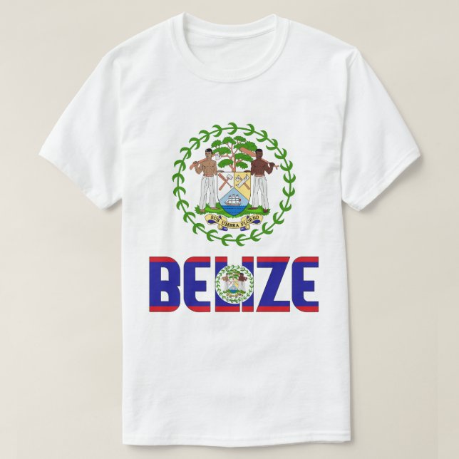 Belize Flag and Coat of Arms Patriotic T-Shirt (Design vorne)