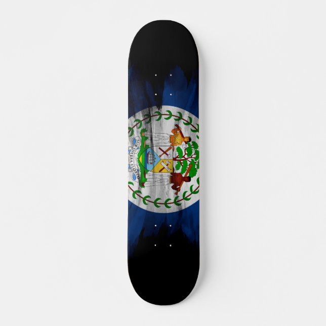 Belize flag brush stroke, national flag skateboard (Vorne)