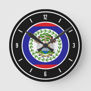 Belize Flag Elegant Runde Wanduhr