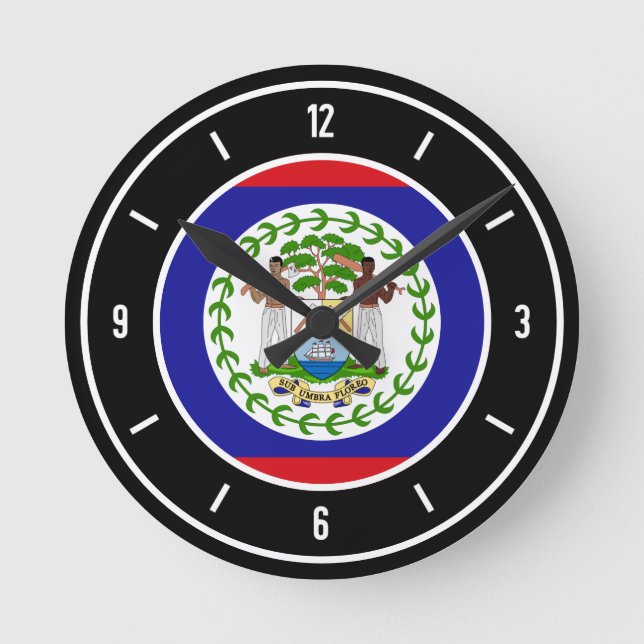 Belize Flag Elegant Runde Wanduhr (Vorderseite)