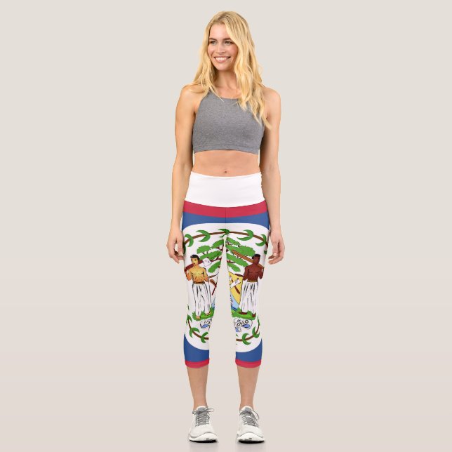 Belize Flag Emblem Capri Leggings (Vorderseite)