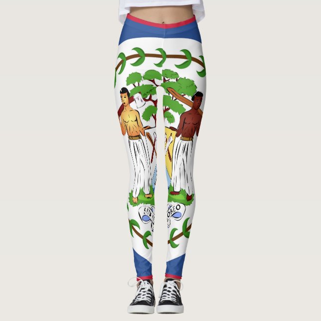 Belize Flag Emblem Leggings (Vorderseite)