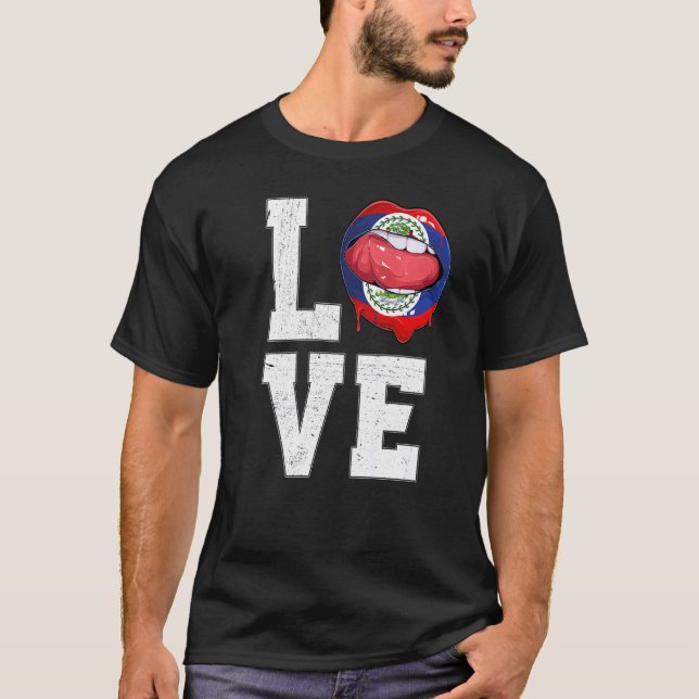 Belize Flag Flag Fan Liebe Belizer T-Shirt (Vorderseite)