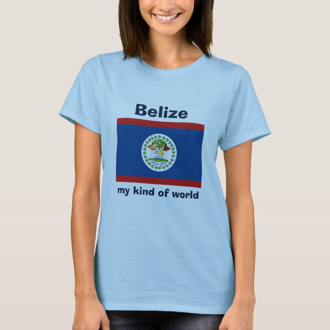 Belize Flag + Karte + Text T - Shirt (Vorderseite)