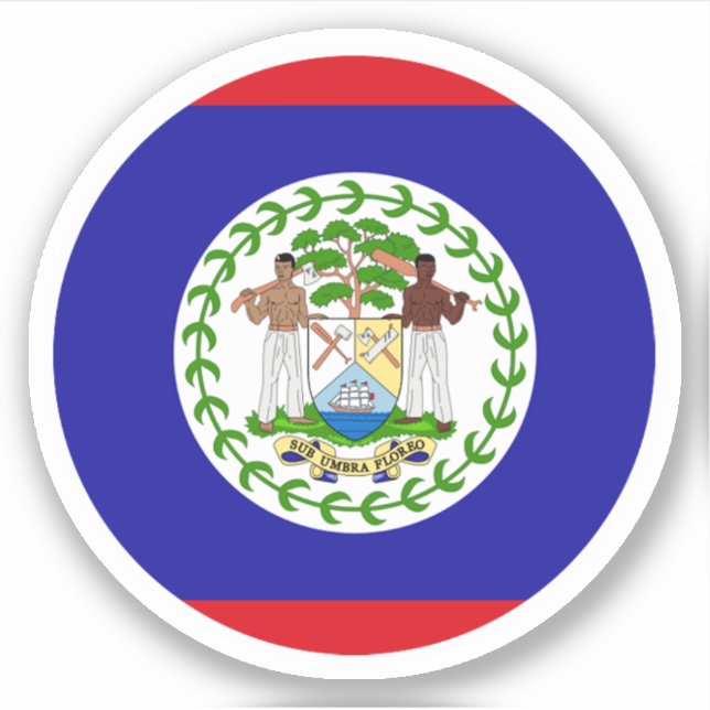 Belize Flag Round Sticker (Vorderseite)