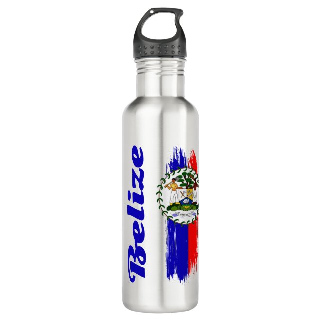 Belize-Flagge Edelstahlflasche (Vorderseite)