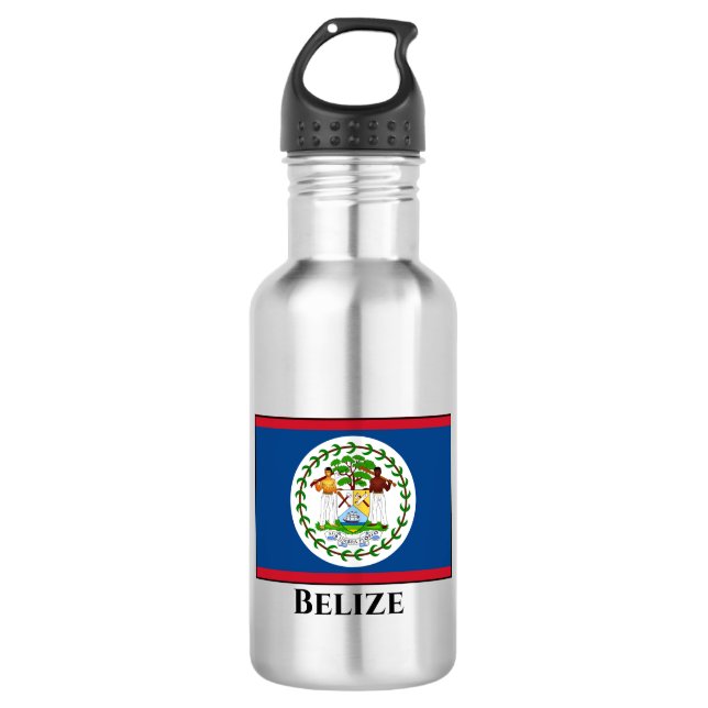 Belize-Flagge Edelstahlflasche (Vorderseite)