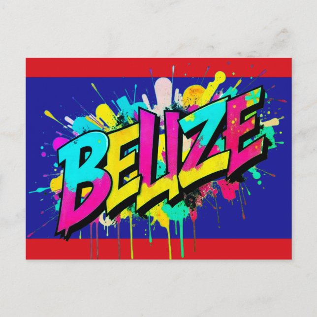 Belize Flagge Graffiti Stil Gruß Postcard Postkarte (Vorderseite)