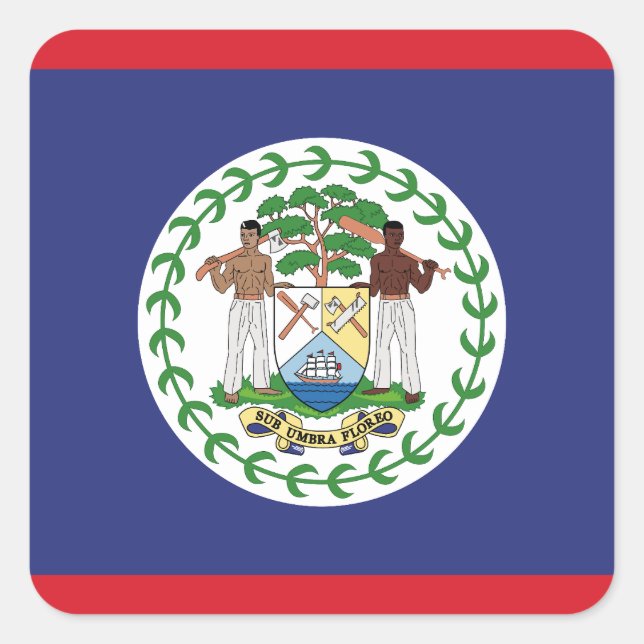 Belize-Flagge Quadratischer Aufkleber (Vorderseite)