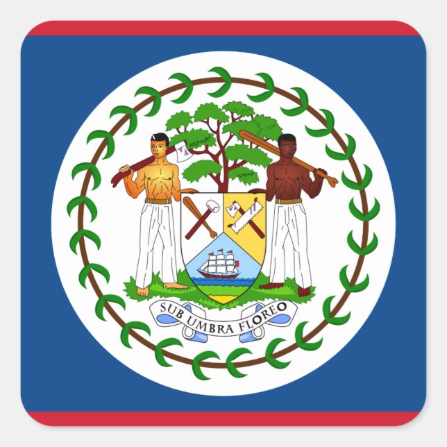 Belize-Flagge Quadratischer Aufkleber (Vorderseite)