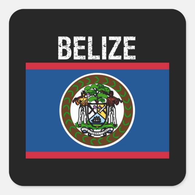 Belize, Flagge von Belize Quadratischer Aufkleber (Vorderseite)