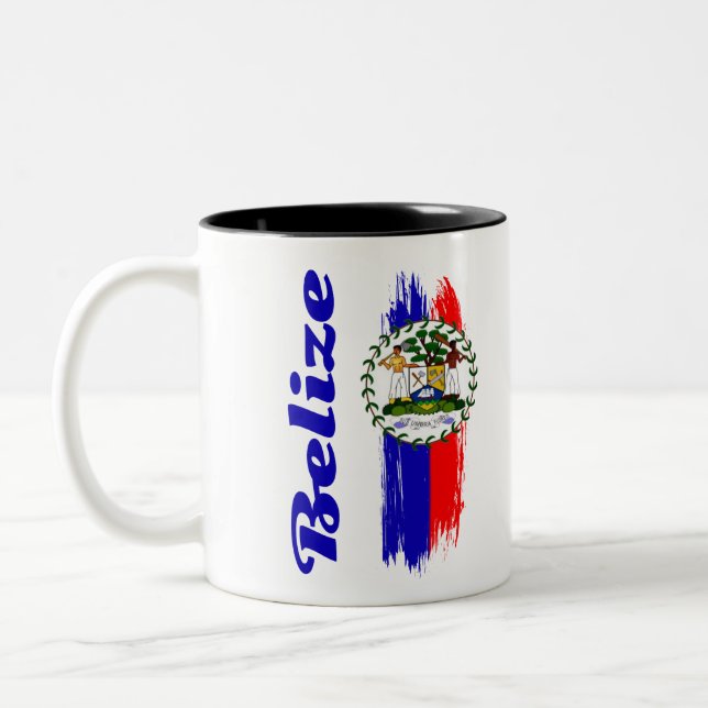 Belize-Flagge Zweifarbige Tasse (Links)