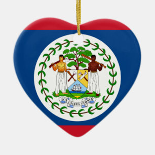Belize-Flaggen-Herz-Verzierung Keramik Ornament