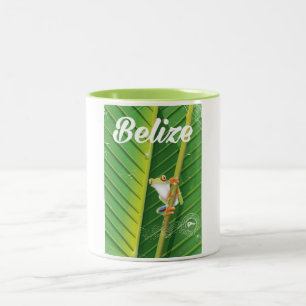 belize Frosch Vintage-Cartoon-Reiseposter Zweifarbige Tasse