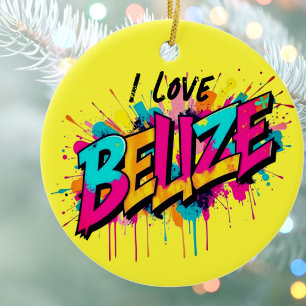 Belize Graffiti Reise Urlaub Souvenir Dekor Keramik Ornament