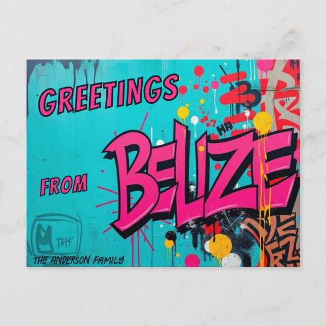 Belize Graffiti Stil Gruß Postcard Postkarte (Vorderseite)