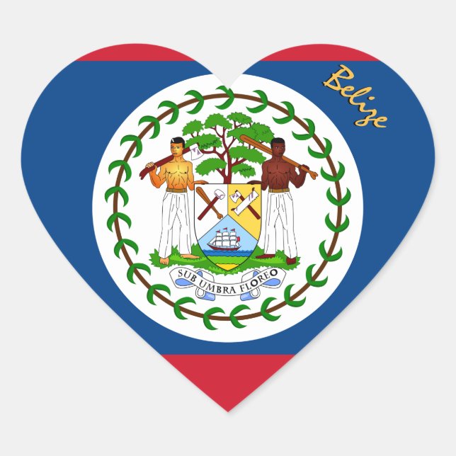 Belize Heart Sticker, Patriotic Belizean Flag Herz-Aufkleber (Vorderseite)