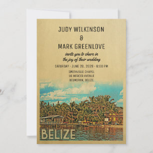 Belize Hochzeitseinladung Vintage Mitte des Jahrhu Einladung
