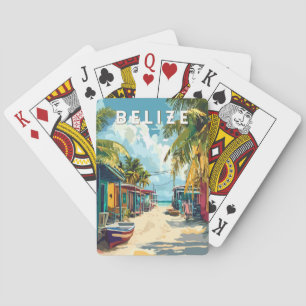 Belize Illustration Reise Kunst Vintage Spielkarten