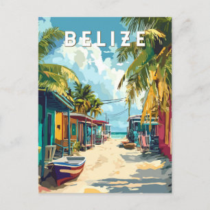 Belize Illustration Travel Art Vintag Postkarte