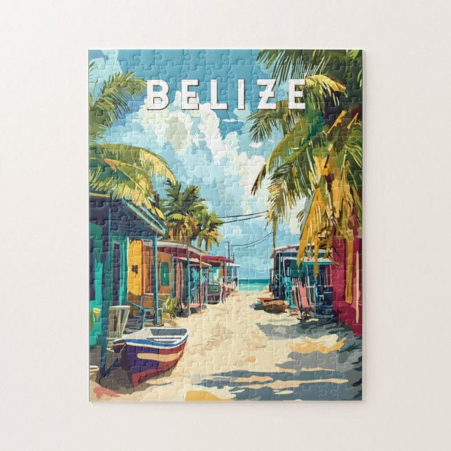 Belize Illustration Travel Art Vintag Puzzle (Vertikal)