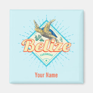 Belize Karibik Retro Schildkröte Vintage Souvenir Magnet