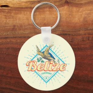 Belize Karibik Retro-Schildkröte Vintage-Souvenir Schlüsselanhänger