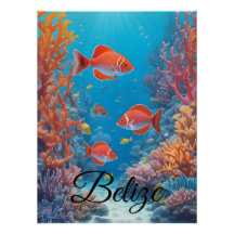 Belize-Korallenriff-Reiseposter