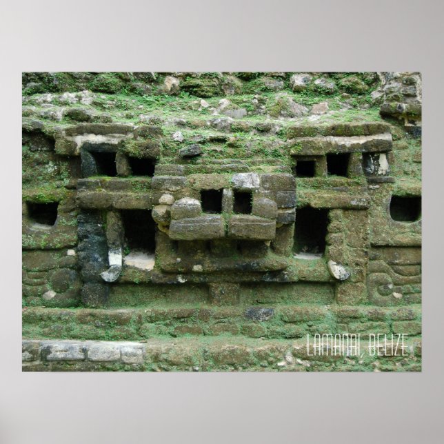 Belize Lamani Mayan Ruins Jaguar Mask Poster (Vorne)