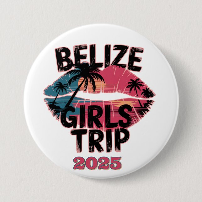 Belize Mädchen Reise Tropisches Abenteuer  Button (Vorderseite)