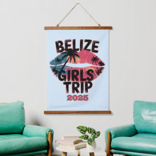 Belize Mädchen Reise Tropisches Abenteuer Wandteppich Mit Holzrahmen