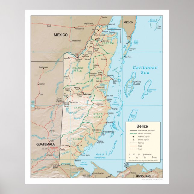 Belize Map (2003) Zentralamerika Poster (Vorne)